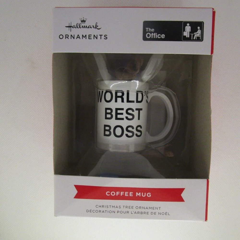 The Office Dunder Mifflin World's Best Boss Mug Hallmark Christmas Ornament NEW